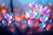 The nature background s color tones appeared blurred with the light and sky shining through the leaves The pastel color tones resembled a multicolored white hearts wallpaper giving off a vin: