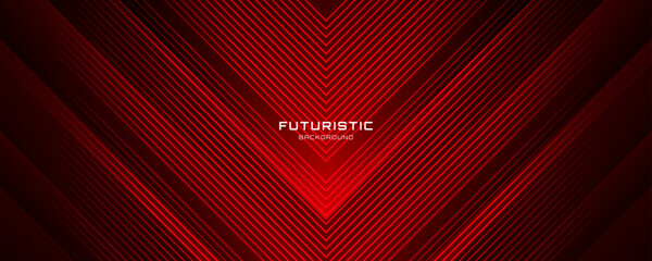 Poster - red techno abstract background overlap layer on dark space with arrow lines shape effect decoration.