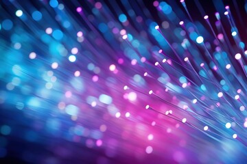 Abstract closeup fiber optic light for background, scene with bright lights, image made with generative ai technology.
