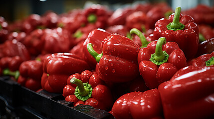 Wall Mural - red peppers on a market