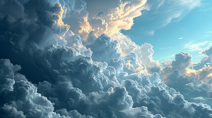 Wall Mural - Blue Skybox Cumulus Cloud Seamless Hdri, Background Banner HD