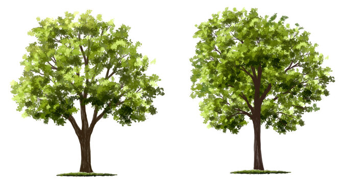 vertor set of green tree,plants side view for landscape elevations,element for backdrop,eco environm