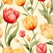 © Wipada - vintage classic tulip flower illustration seamless pattern