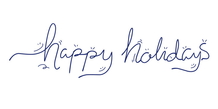 Happy Holidays lettering vector isolated on white background.