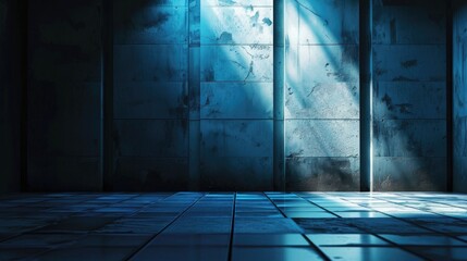 Poster - Interior of an empty room with concrete walls and floor illuminated by spotlights