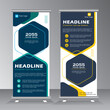 Roll up banner design, roll up banner geometric shape, roll up graphics templates. Design concept presentation or advertising banner	
