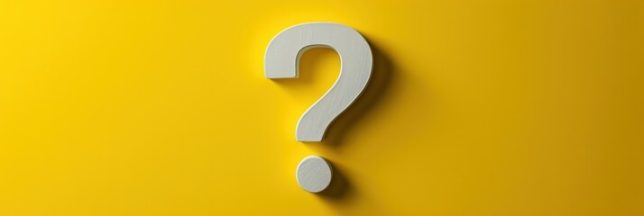 Aufkleber - white question mark on yellow , embodying the spirit of curiosity and the quest for knowledge
