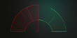 LED Anzeige in rot und grün als technischer Intikator für Equalizer im Querformat, ai generativ