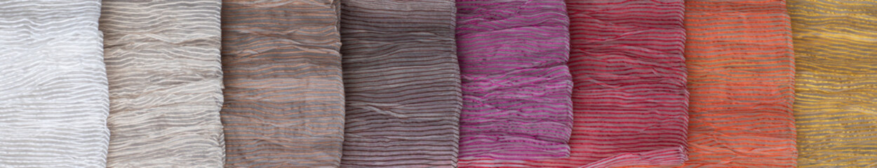 Poster - Colorful upholstery fabric samples in store