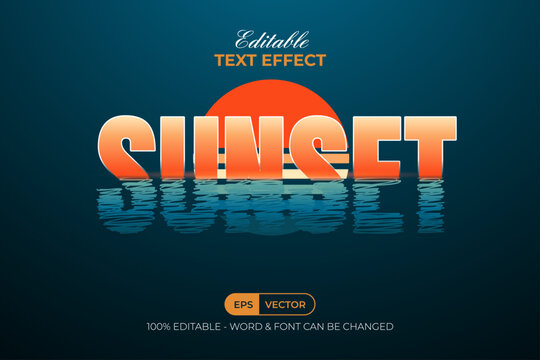 Sunset Text Effect Style. Editable Text Effect.