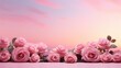 Pink roses for product display. Romantic pink sunset