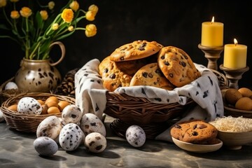 Wall Mural - Eggs as the main holiday Easter symbol. Background with selective focus and copy space