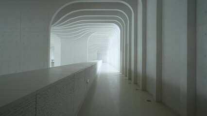corridor with abstract structure ceiling