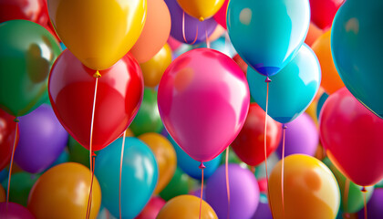 many colorful vivid balloons like holiday birthday background