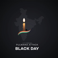 Black Day, Of India 14 February, Pulwama Attack, Poster, On Indian Army. Vector Illustration, Graphic Art, Post, Design, CRPF Jawans. India, New,