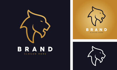 Wall Mural - Lion Tiger Jaguar Simple Line Logo Design