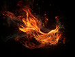  Fire sparks and flame background. Fire embers particles over black background. 