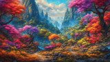 Fototapeta Do akwarium - Beautifull landscape, painting, Generative AI illustrations
