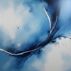 Poster - abstract watercolor background with blue and white swirls
