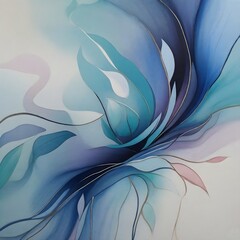 Poster - abstract watercolor background with blue and white swirls