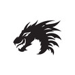 © design home - A black silhouette dragon head Clipart on a white Background, Simple and Clean design, simplistic