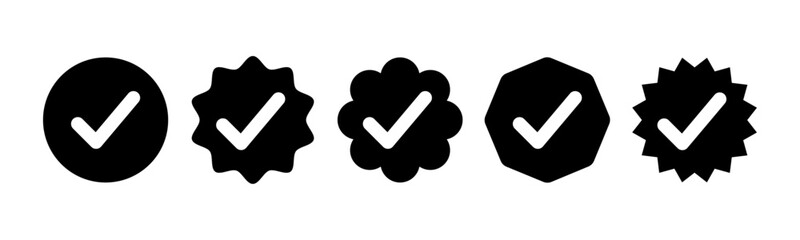 Leinwandbilder - Set of verified badge. black tick vector. Set of right symbol in zig zag style with black and white color and shadows, Social media official account tick symbol, Vector icon