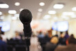 © Aleksandr Matveev - Close up of microphone in conference room