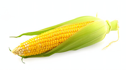 Wall Mural - single ear of corn isolated on white background