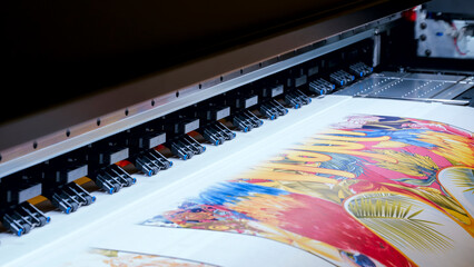 Poster - Industrial printing modern digital inkjet printer Industrial printing modern digital inkjet printer, color test
