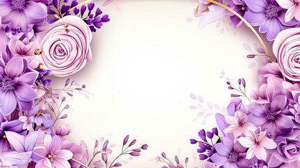 Wall Mural - Elegant floral background with pink and violet flowers. Vector illustration.