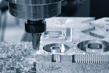 Aufkleber - CNC modern milling machine produces a metal detail