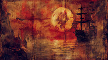 Pirates Bounty Map Poster Or Background, Old Parchment