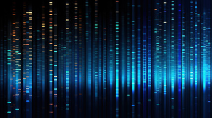 Poster - An abstract illustration of data flowing through a network of nodes with binary code