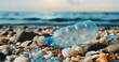 The Clashing Presence of Plastic Waste Bottles Amidst Seashells. Generative AI