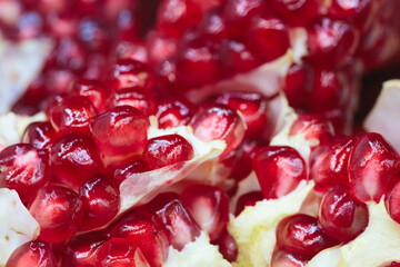 Poster - Red sweet opened pomegranate as background