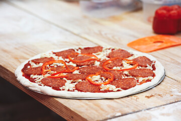 Poster - Cooking pizza in a pizzeria or restaurant