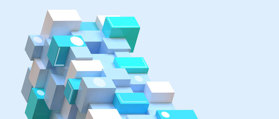 Poster - Abstract background. Blue ladder with business success of leaders and different ideas to solve business problems. power, connect, digital, copy space, banner, website, 3D Rendering