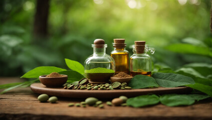 illustration background for natural ayurvedic organic medicine, natural perfume. healing herbs, gene