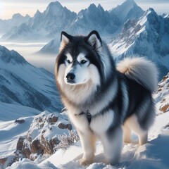 Wall Mural - husky in the snow