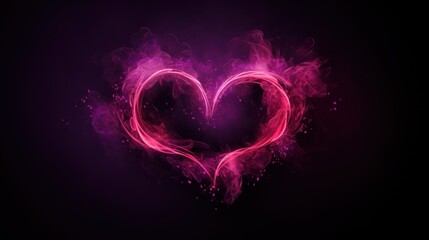 Wall Mural -  a heart shape made of pink smoke on a black background with a black background and a red and pink smoke in the shape of a heart on a black background.