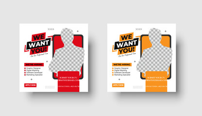 Wall Mural - we are hiring job vacancy social media post or square web banner template design