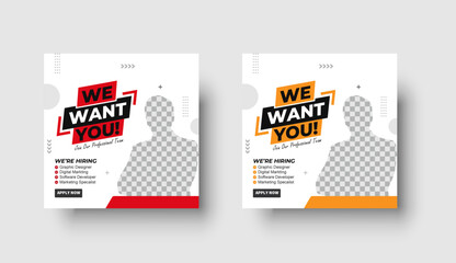 Wall Mural - we are hiring job vacancy social media post or square web banner template design