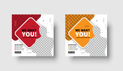 Wall Mural - we are hiring job vacancy social media post or square web banner template design