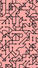 Wall Mural - Moving lines and dots on a pink background.