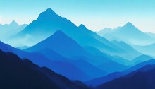 Abstract Blue Landscape Mountains Illustration Scenery Desktop Wallpaper Background Ai Generated