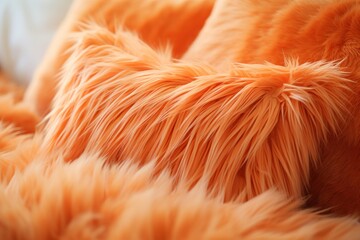 Wall Mural -  a close up of an orange furry animal's fur on top of a white bed sheet with a pillow on the side of the bed and a pillow on the other side of the bed.