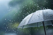 © UN - Umbrella in the rain with nature background. Rainy weather concept.