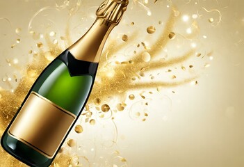 Wall Mural - Champagne bottle wine drink celebration background new year and christmas