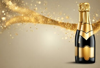 Wall Mural - Champagne bottle wine drink celebration background new year and christmas