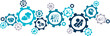 Apprenticeship / traineeship vector illustration. Blue banner related to apprentice, intern or trainee mentoring program, job training or coaching, training on the job, vocational / practical learning